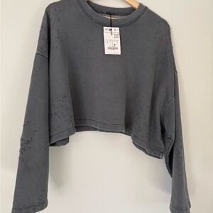 Zara | Gray Distressed Women's Cropped Top